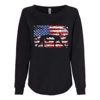 Wrestling Vintage American Flag Womens California Wash Sweatshirt