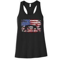 Wrestling Vintage American Flag Women's Racerback Tank