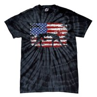 Wrestling Vintage American Flag Tie-Dye T-Shirt