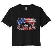 Wrestling Vintage American Flag Women's Crop Top Tee