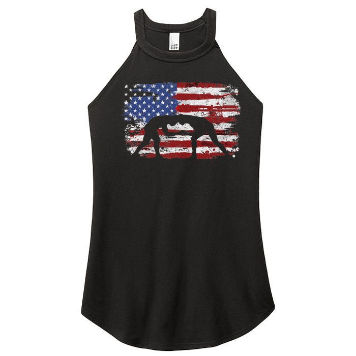 Wrestling Vintage American Flag Women's Perfect Tri Rocker Tank