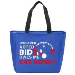 Whoever Voted Biden Owes Me Gas Money Funny Political Zip Tote Bag