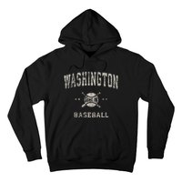 Washington Vintage Baseball Throwback Retro Design Hoodie