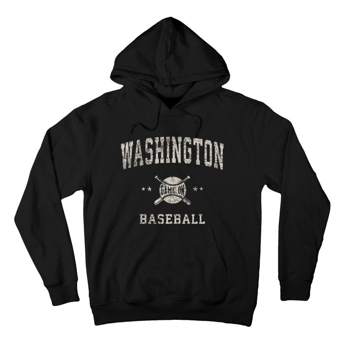 Washington Vintage Baseball Throwback Retro Design Hoodie