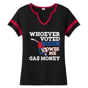 Whoever Voted Biden Owes Me Gas Money Ladies Halftime Notch Neck Tee