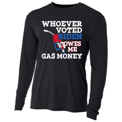 Whoever Voted Biden Owes Me Gas Money Cooling Performance Long Sleeve Crew