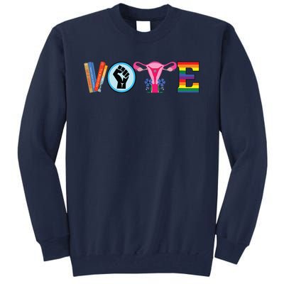 Women Vote Books Fist Ovaries Lgtbq Vneck Tall Sweatshirt