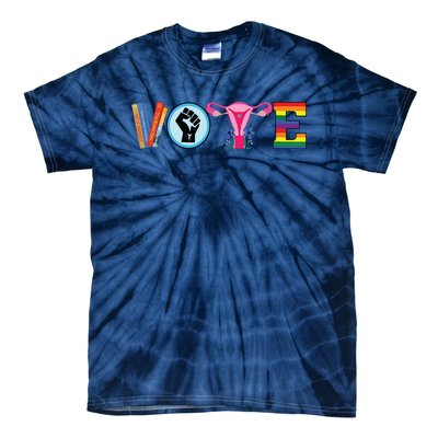 Women Vote Books Fist Ovaries Lgtbq Vneck Tie-Dye T-Shirt