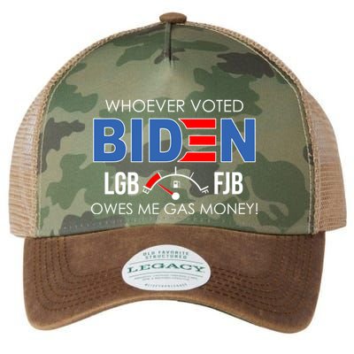 Whoever Voted Biden Owes Me Gas Money Funny LGBFJB Legacy Tie Dye Trucker Hat