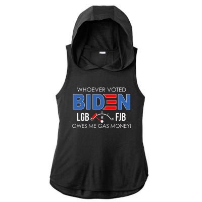 Whoever Voted Biden Owes Me Gas Money Funny LGBFJB Ladies PosiCharge Tri-Blend Wicking Draft Hoodie Tank