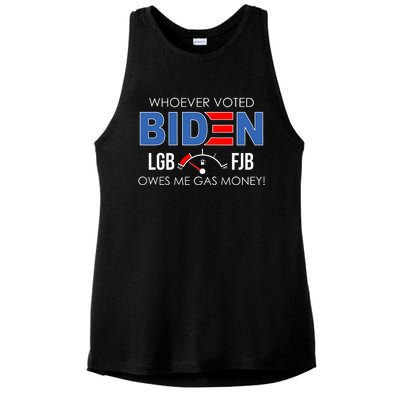 Whoever Voted Biden Owes Me Gas Money Funny LGBFJB Ladies PosiCharge Tri-Blend Wicking Tank