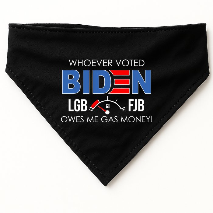 Whoever Voted Biden Owes Me Gas Money Funny LGBFJB USA-Made Doggie Bandana