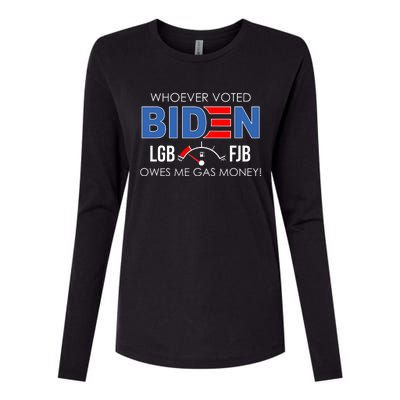 Whoever Voted Biden Owes Me Gas Money Funny LGBFJB Womens Cotton Relaxed Long Sleeve T-Shirt