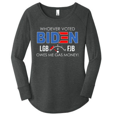 Whoever Voted Biden Owes Me Gas Money Funny LGBFJB Women's Perfect Tri Tunic Long Sleeve Shirt