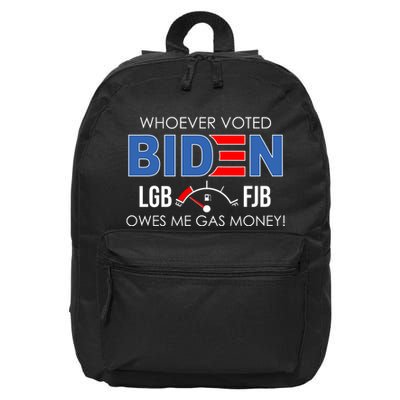 Whoever Voted Biden Owes Me Gas Money Funny LGBFJB 16 in Basic Backpack