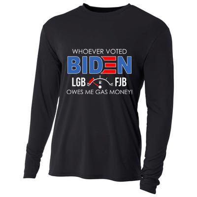 Whoever Voted Biden Owes Me Gas Money Funny LGBFJB Cooling Performance Long Sleeve Crew