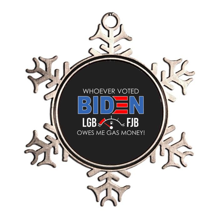 Whoever Voted Biden Owes Me Gas Money Funny LGBFJB Metallic Star Ornament