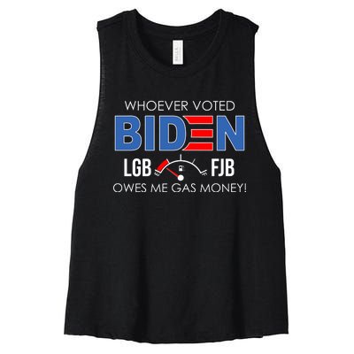 Whoever Voted Biden Owes Me Gas Money Funny LGBFJB Women's Racerback Cropped Tank