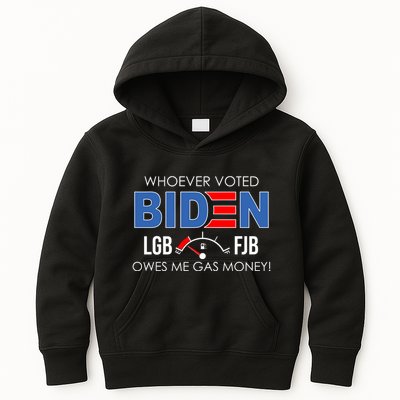 Whoever Voted Biden Owes Me Gas Money Funny LGBFJB Kids Hoodie