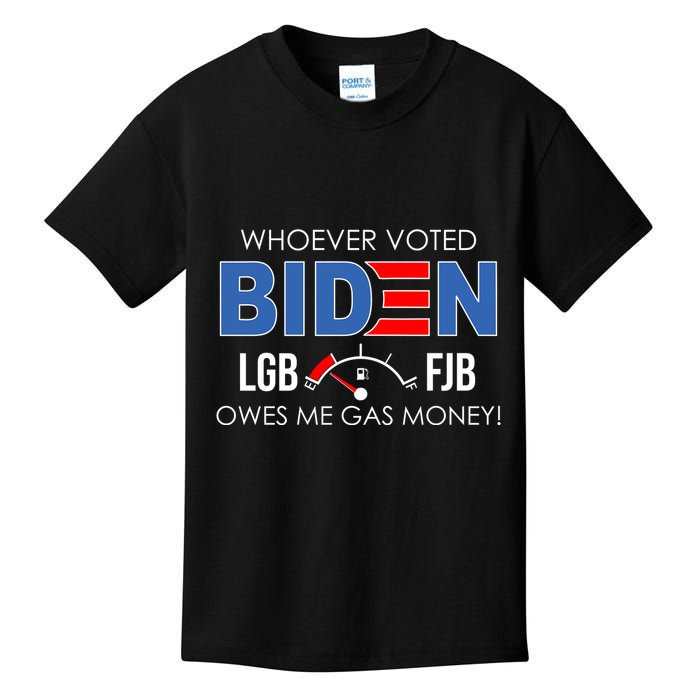 Whoever Voted Biden Owes Me Gas Money Funny LGBFJB Kids T-Shirt