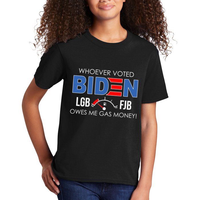 Whoever Voted Biden Owes Me Gas Money Funny LGBFJB Kids T-Shirt