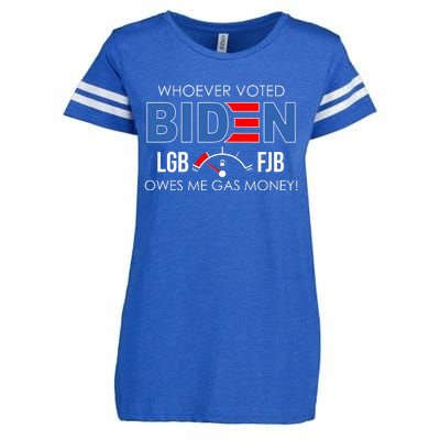 Whoever Voted Biden Owes Me Gas Money Funny LGBFJB Enza Ladies Jersey Football T-Shirt