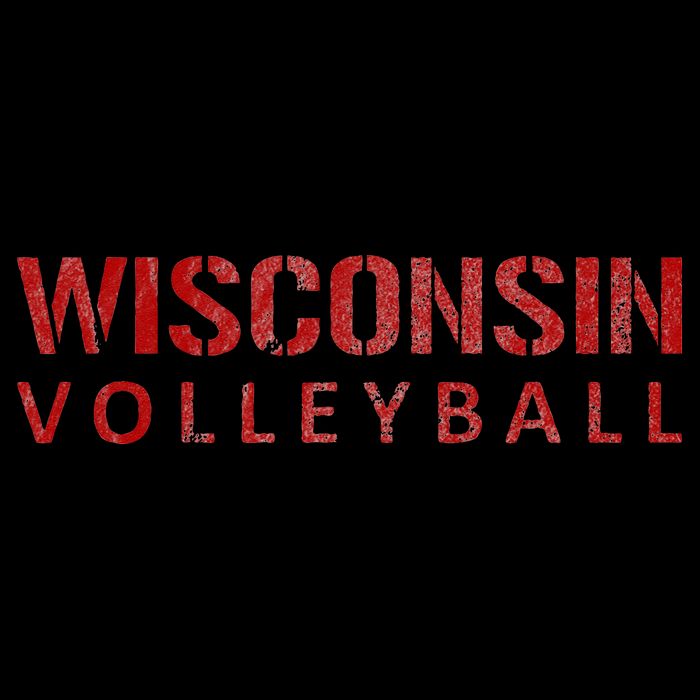Wisconsin Volleyball Block Style VIntage Distressed Bucket Hat