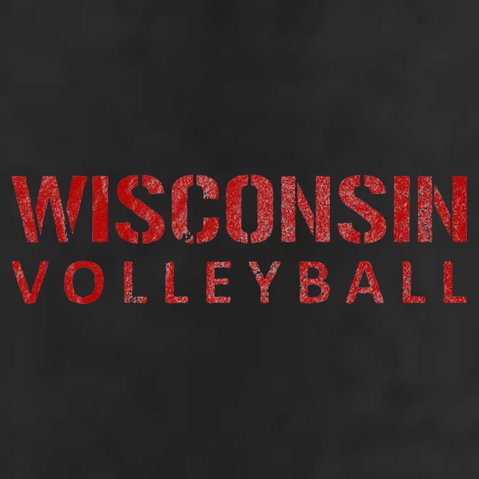 Wisconsin Volleyball Block Style VIntage Distressed Beanie