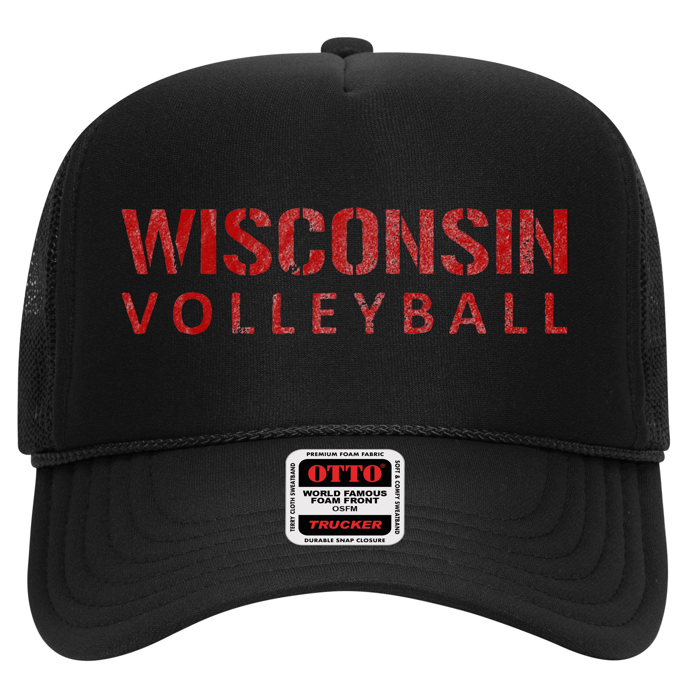 Wisconsin Volleyball Block Style VIntage Distressed Hat