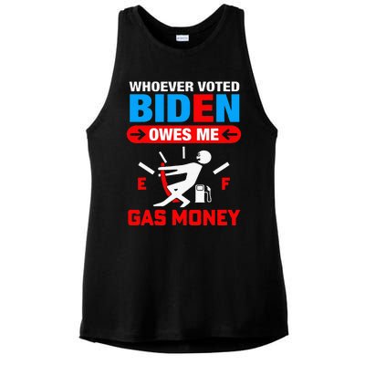 Whoever Voted Biden Owes Me Gas Money Ladies PosiCharge Tri-Blend Wicking Tank