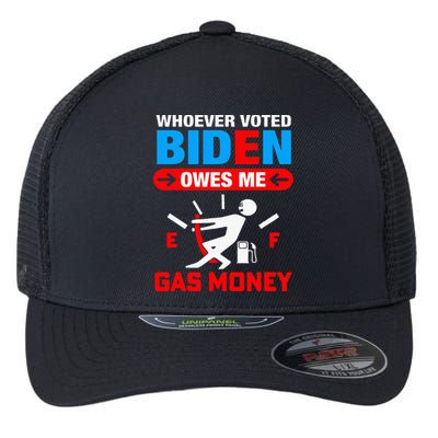 Whoever Voted Biden Owes Me Gas Money Flexfit Unipanel Trucker Cap