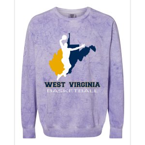 West Virginia Basketball Souvenir State Silhouette Art Gift Colorblast Crewneck Sweatshirt