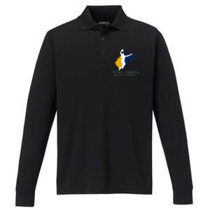 West Virginia Basketball Souvenir State Silhouette Art Gift Performance Long Sleeve Polo