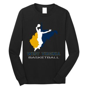 West Virginia Basketball Souvenir State Silhouette Art Gift Long Sleeve Shirt