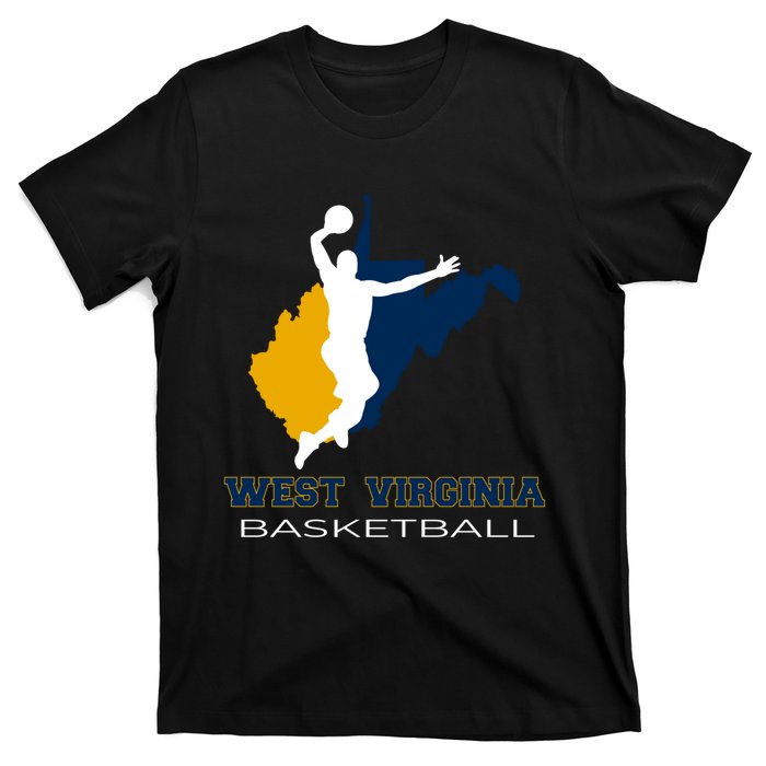 West Virginia Basketball Souvenir State Silhouette Art Gift T-Shirt