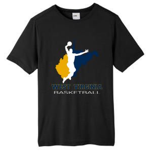 West Virginia Basketball Souvenir State Silhouette Art Gift Tall Fusion ChromaSoft Performance T-Shirt