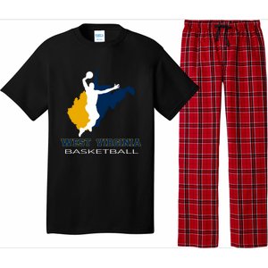 West Virginia Basketball Souvenir State Silhouette Art Gift Pajama Set