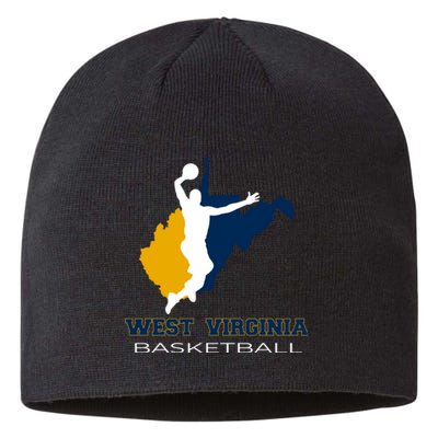 West Virginia Basketball Souvenir State Silhouette Art Gift Sustainable Beanie