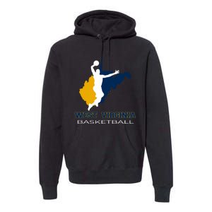 West Virginia Basketball Souvenir State Silhouette Art Gift Premium Hoodie