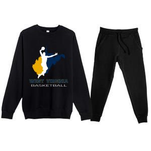 West Virginia Basketball Souvenir State Silhouette Art Gift Premium Crewneck Sweatsuit Set