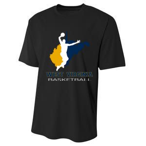 West Virginia Basketball Souvenir State Silhouette Art Gift Performance Sprint T-Shirt