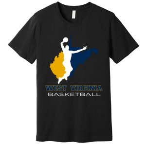 West Virginia Basketball Souvenir State Silhouette Art Gift Premium T-Shirt