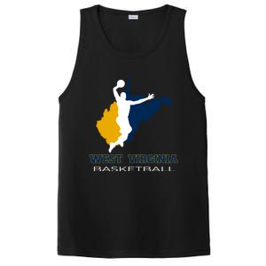 West Virginia Basketball Souvenir State Silhouette Art Gift PosiCharge Competitor Tank