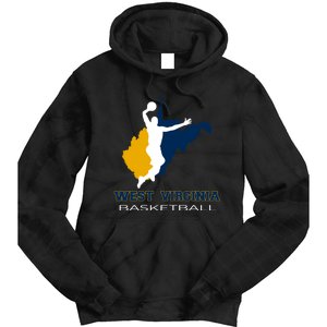 West Virginia Basketball Souvenir State Silhouette Art Gift Tie Dye Hoodie