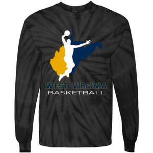 West Virginia Basketball Souvenir State Silhouette Art Gift Tie-Dye Long Sleeve Shirt