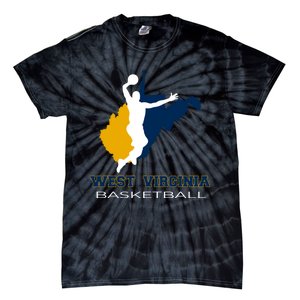 West Virginia Basketball Souvenir State Silhouette Art Gift Tie-Dye T-Shirt