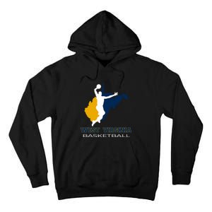 West Virginia Basketball Souvenir State Silhouette Art Gift Tall Hoodie