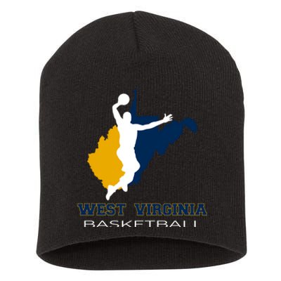 West Virginia Basketball Souvenir State Silhouette Art Gift Short Acrylic Beanie