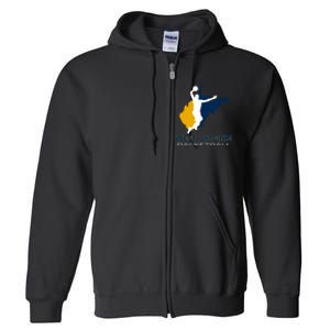 West Virginia Basketball Souvenir State Silhouette Art Gift Full Zip Hoodie