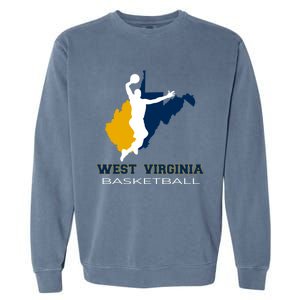 West Virginia Basketball Souvenir State Silhouette Art Gift Garment-Dyed Sweatshirt